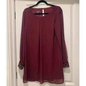 Burgundy Dress with beading